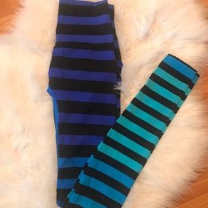 K-Deer blue striped leggings